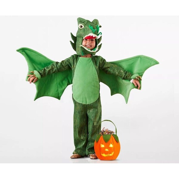 POTTERY BARN KIDS Plush Green Dragon Toddler With Wings Halloween Costume 3T - Picture 2 of 11